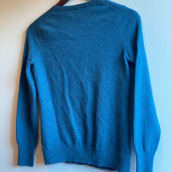 Banana Republic Merino Wool Blend Blue Teal Cardigan Sweater Two Front Pockets - Picture 5 of 6